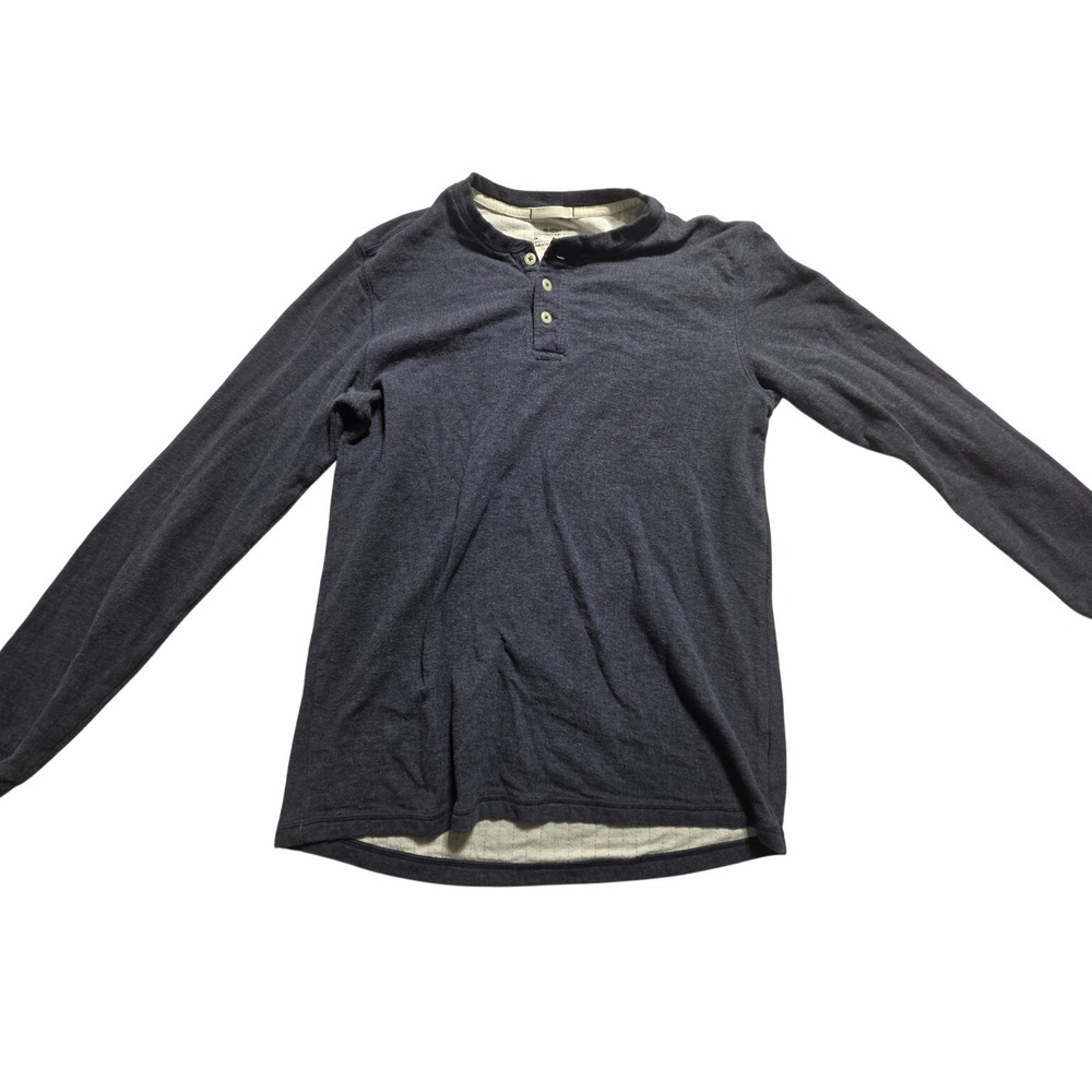 REI Co-op Mens Medium Henley Shirt Navy Blue Long Sleeve 3 Button Outdoor